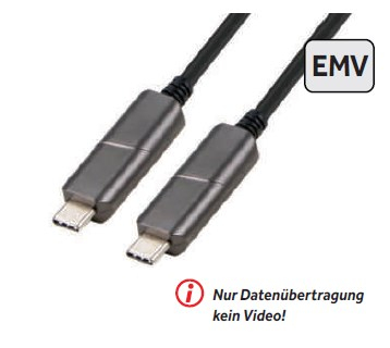 TTL USB-C Hybrid Kabel (AOC, Daten) - St./St. schwarz, 10m